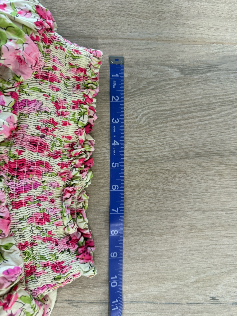 Katie J NYC Pink Floral Smocked Puff Sleeve Top Skirt Set L Bloomingdales - Picture 9 of 11